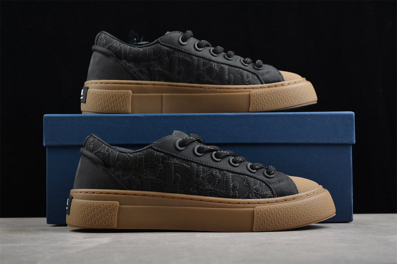 Dior B23 Oblique Low-Top Sneaker – Black with Gum Sole