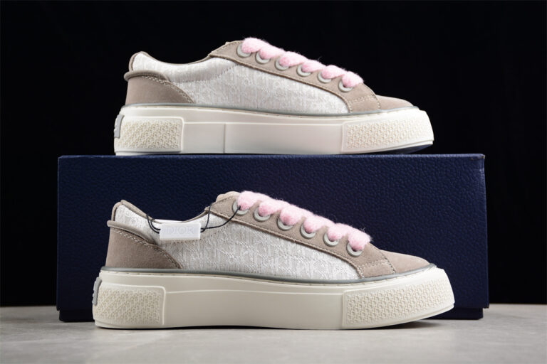 Dior B23 Oblique Low-Top Sneaker – Grey Suede with White Monogram