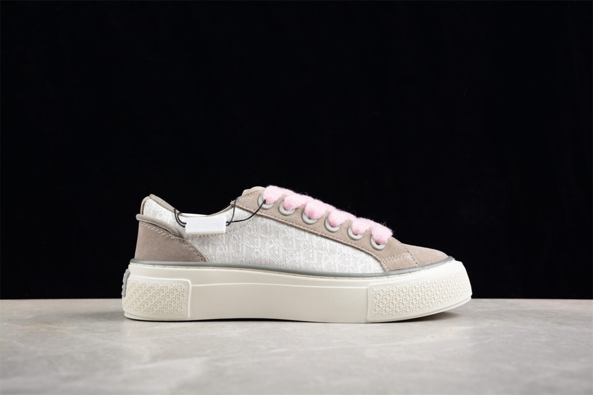 Dior B23 Oblique Low-Top Sneaker – Grey Suede with White Monogram