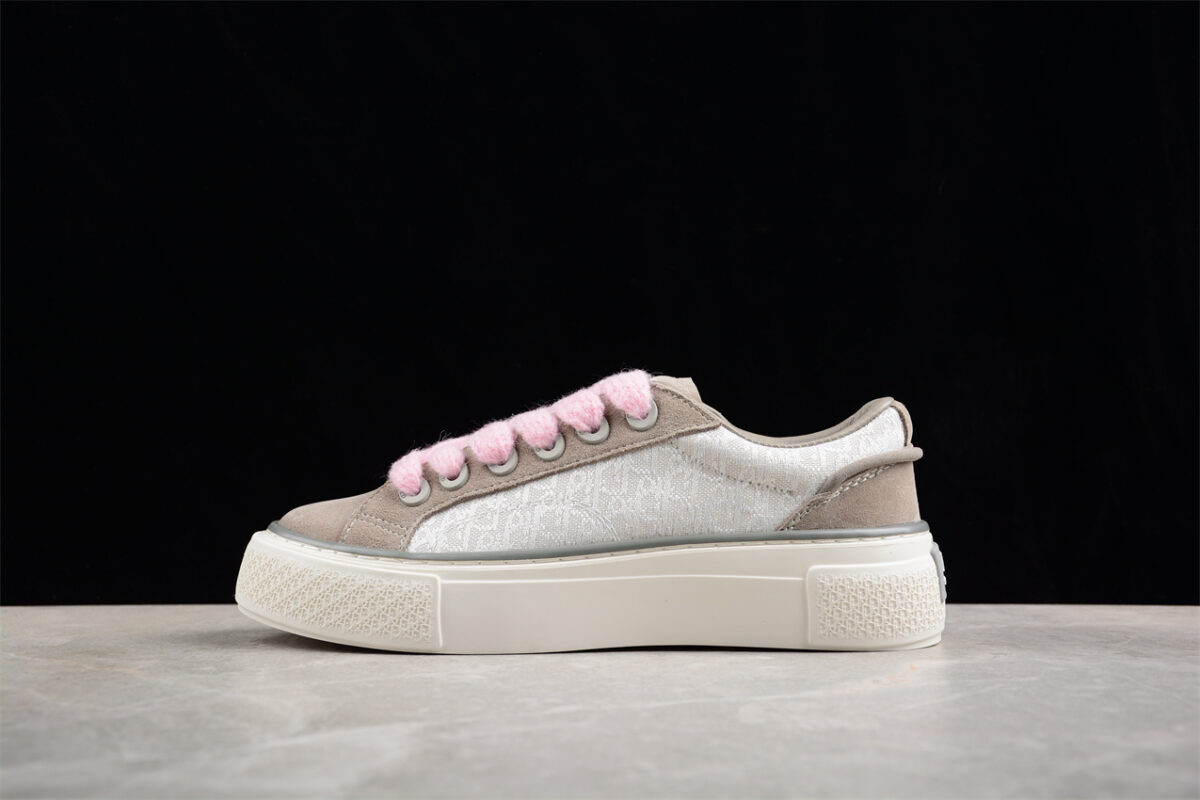 Dior B23 Oblique Low-Top Sneaker – Grey Suede with White Monogram