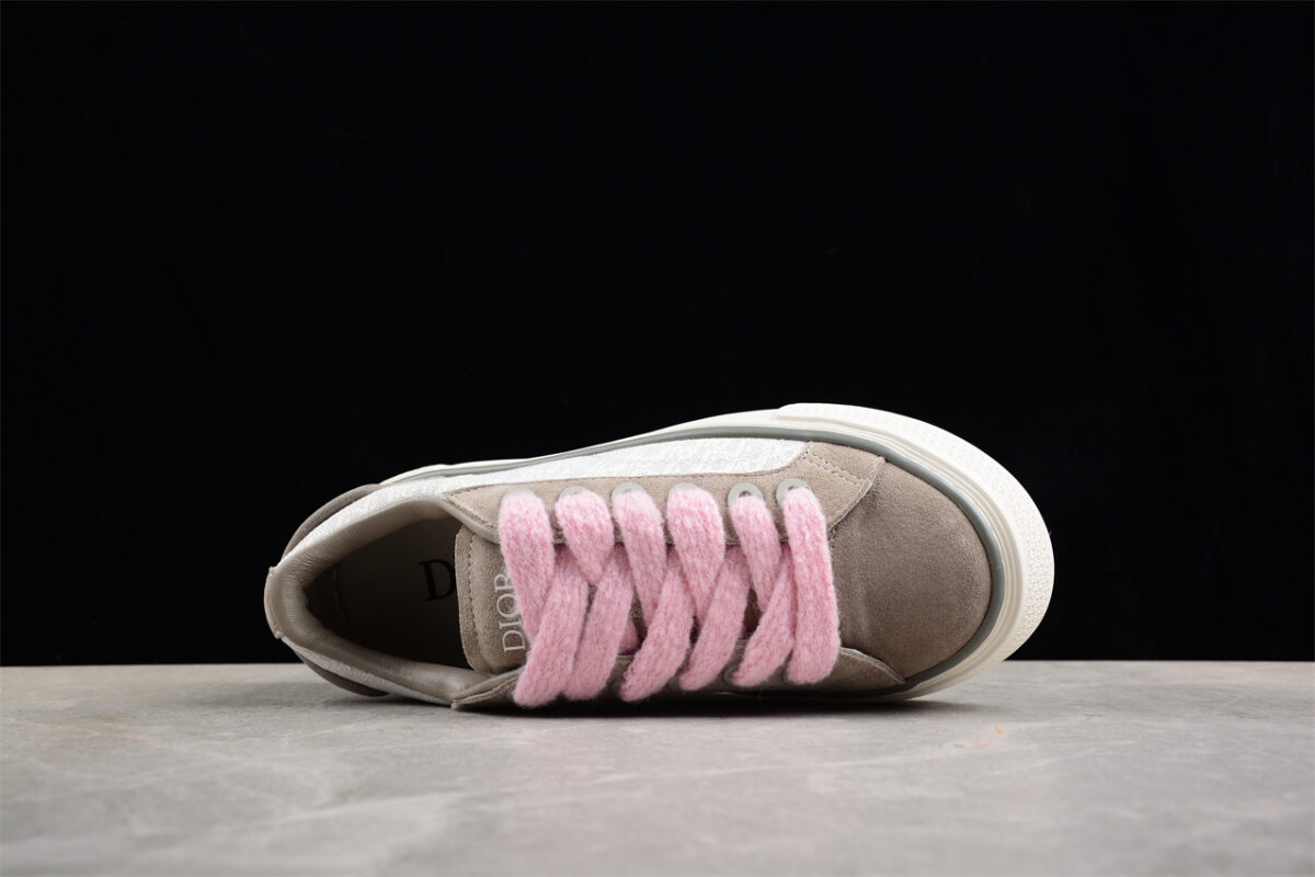 Dior B23 Oblique Low-Top Sneaker – Grey Suede with White Monogram