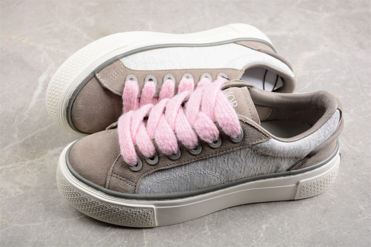 Dior B23 Oblique Low-Top Sneaker – Grey Suede with White Monogram