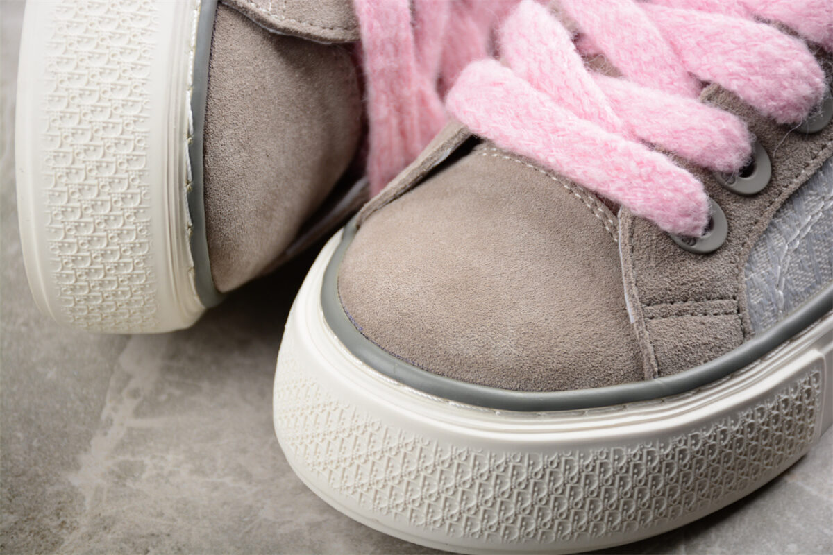 Dior B23 Oblique Low-Top Sneaker – Grey Suede with White Monogram