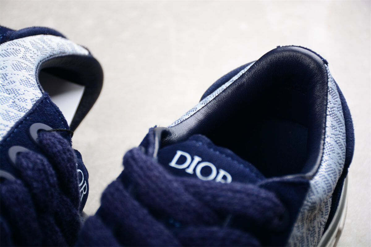 Dior B23 Oblique Low-Top Sneaker – Navy Blue Suede with Monogram Canvas