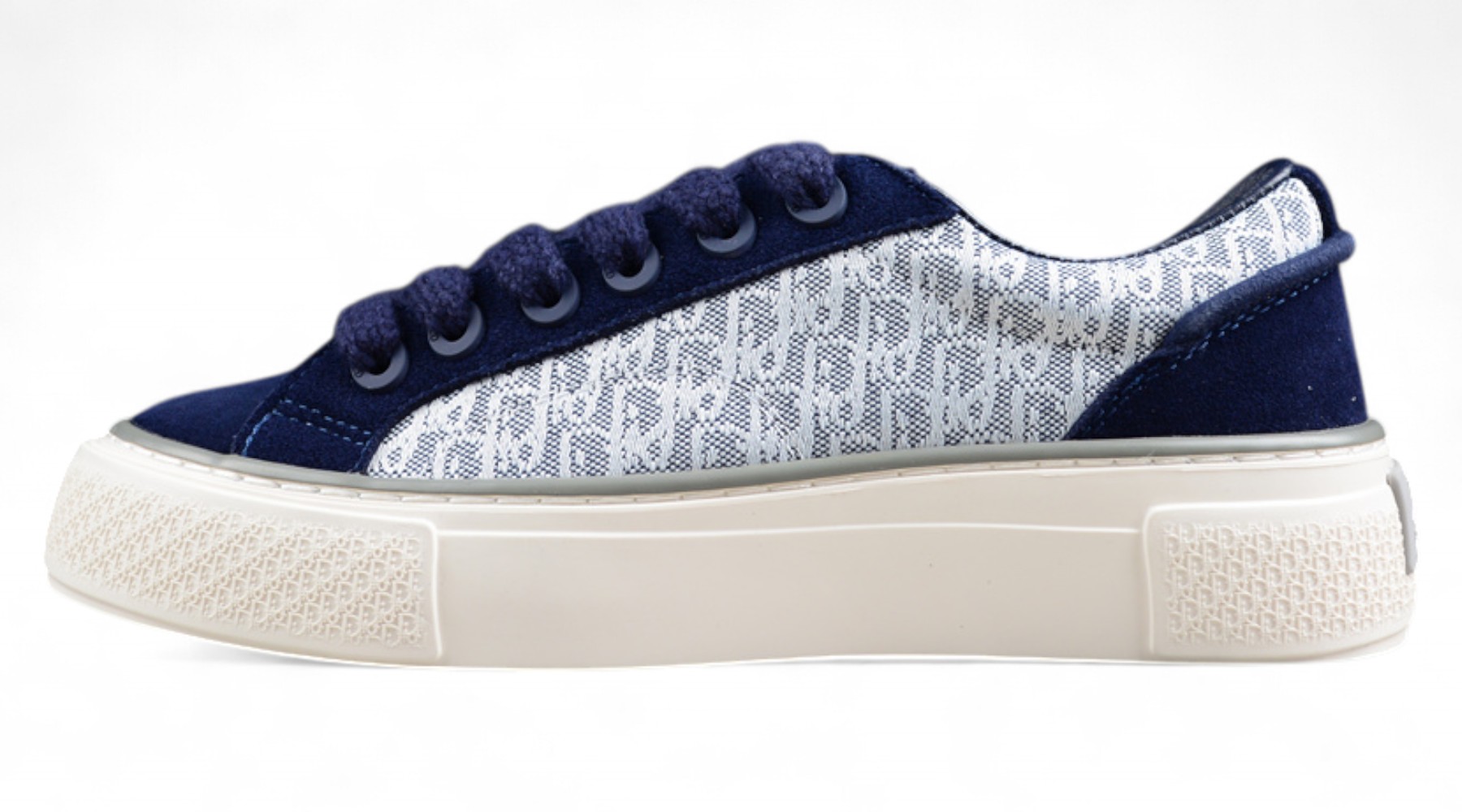 Dior B23 Oblique Low-Top Sneaker – Navy Blue Suede with Monogram Canvas