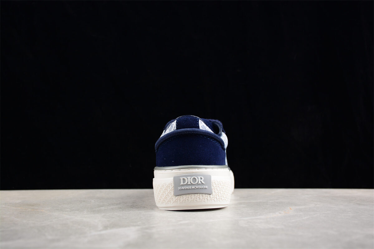 Dior B23 Oblique Low-Top Sneaker – Navy Blue Suede with Monogram Canvas