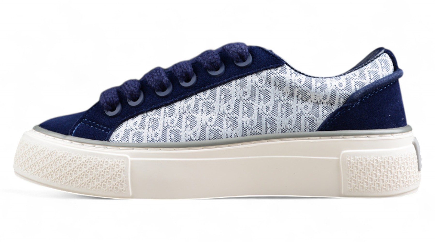 Dior B23 Oblique Low-Top Sneaker – Navy Blue Suede with Monogram Canvas