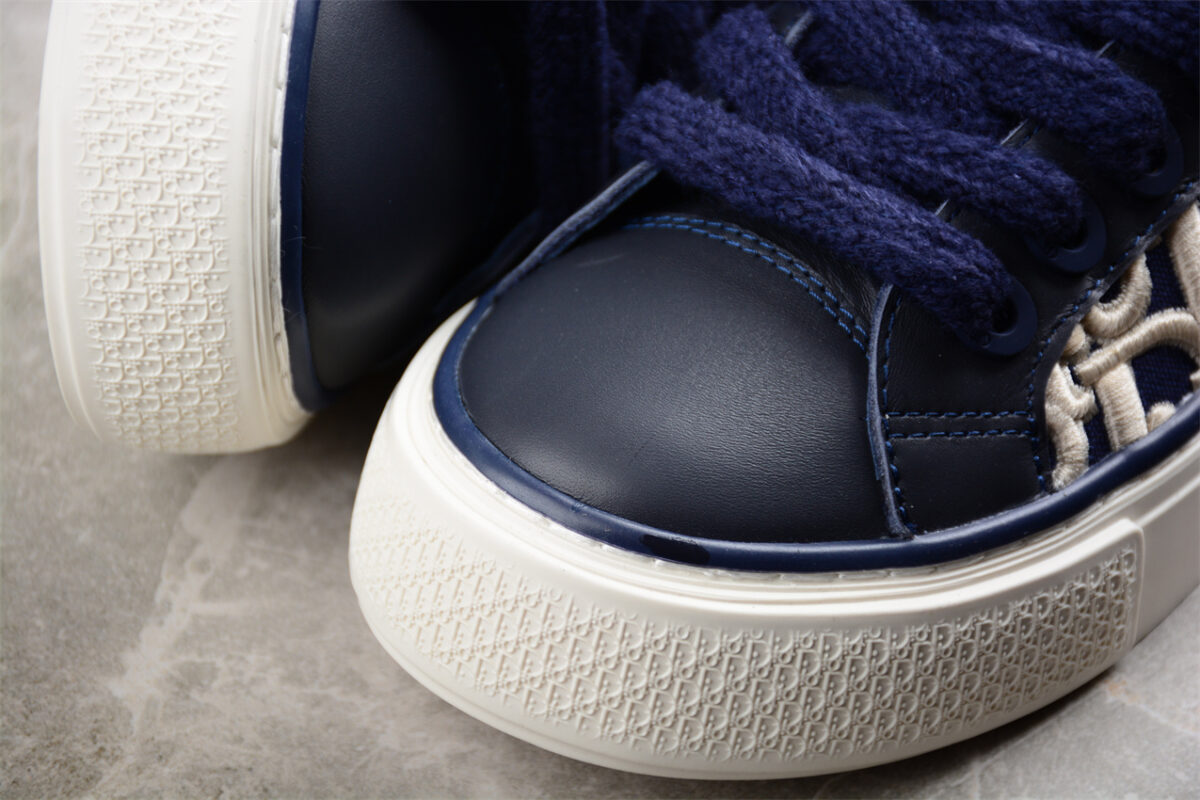 Dior B23 Oblique Low-Top Sneaker – Navy Blue with Embroidered Monogram
