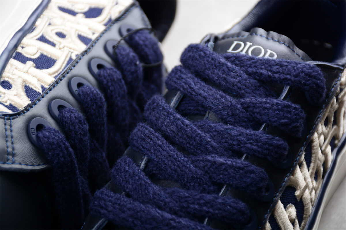 Dior B23 Oblique Low-Top Sneaker – Navy Blue with Embroidered Monogram