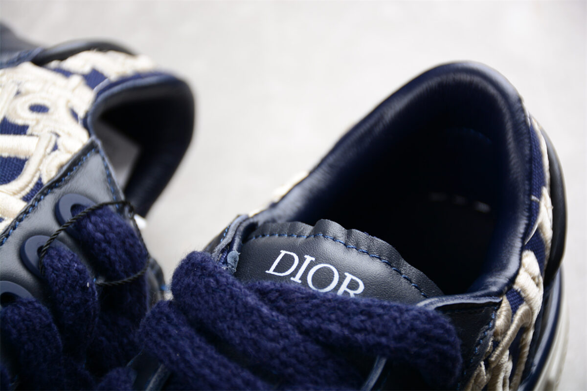 Dior B23 Oblique Low-Top Sneaker – Navy Blue with Embroidered Monogram