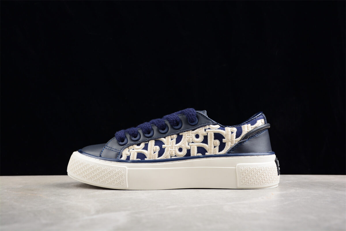Dior B23 Oblique Low-Top Sneaker – Navy Blue with Embroidered Monogram