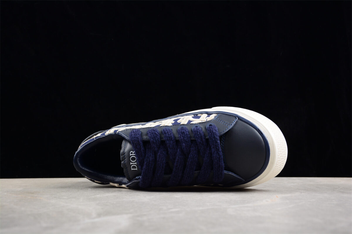 Dior B23 Oblique Low-Top Sneaker – Navy Blue with Embroidered Monogram