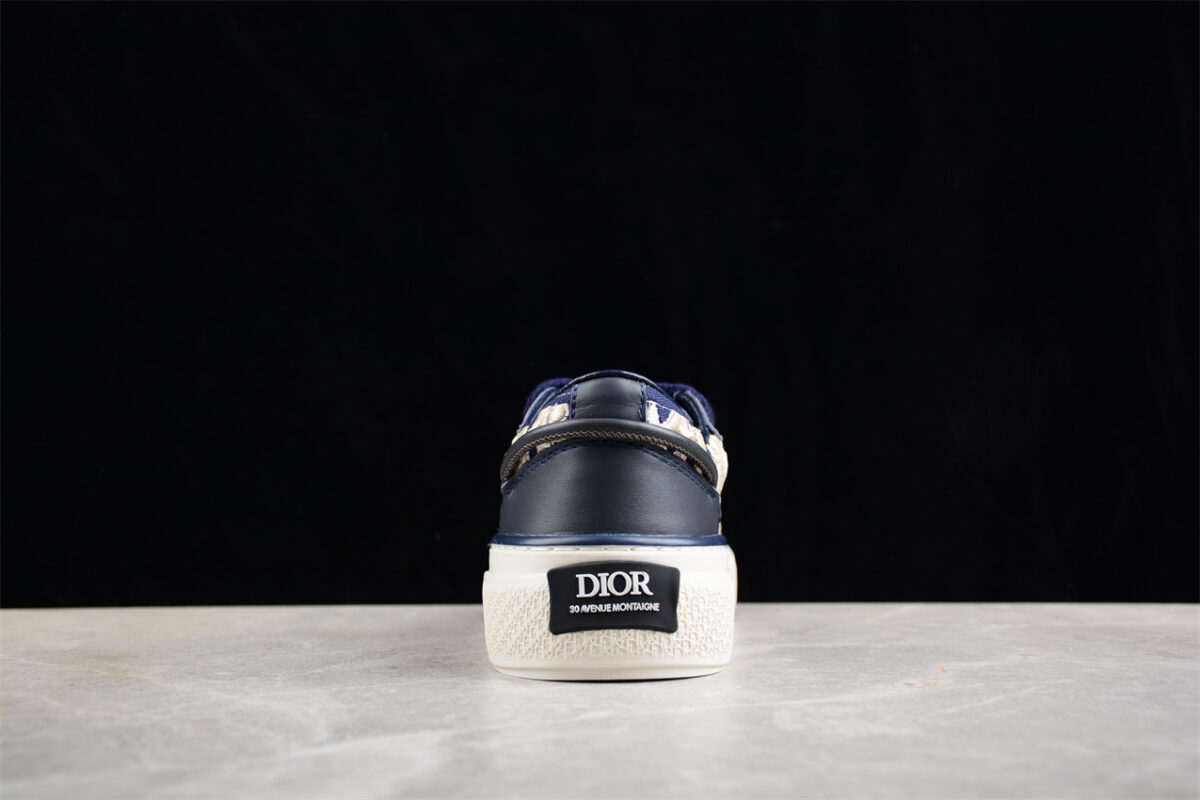 Dior B23 Oblique Low-Top Sneaker – Navy Blue with Embroidered Monogram