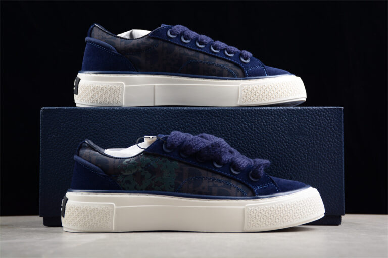 Dior B23 Oblique Low-Top Sneaker – Navy Suede with Camouflage Monogram