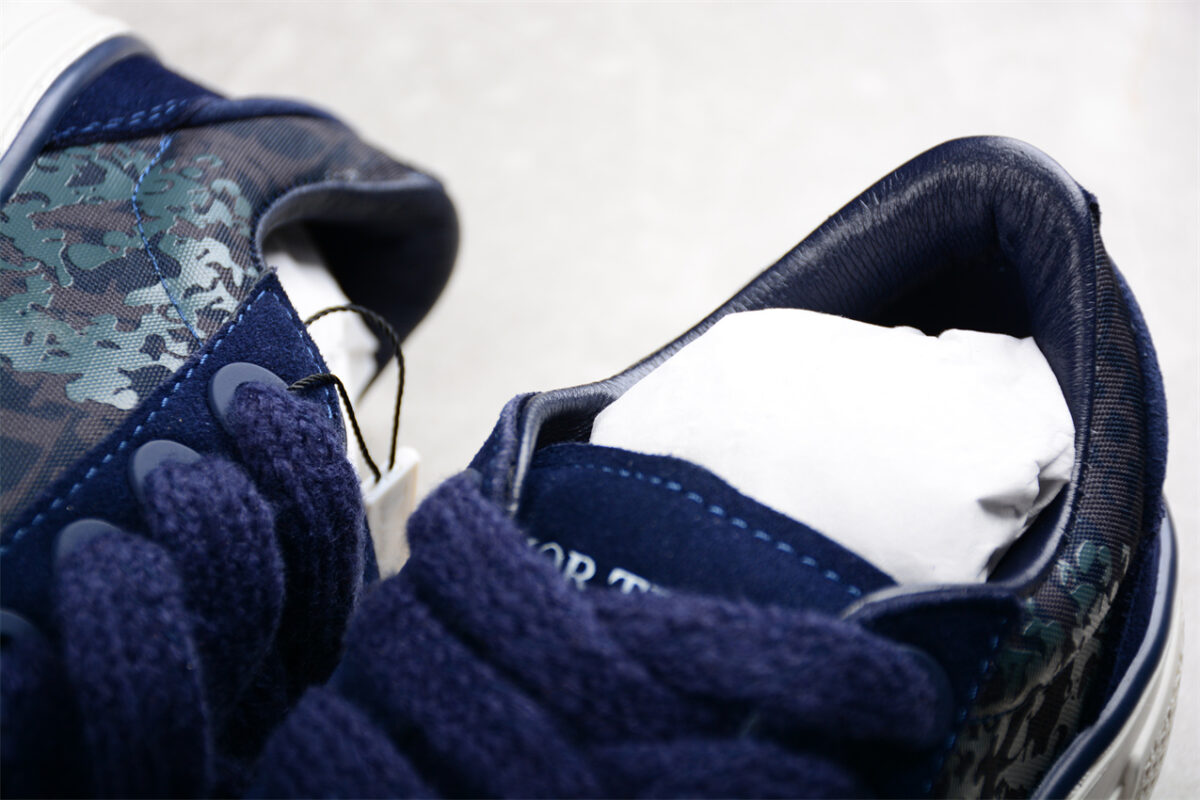 Dior B23 Oblique Low-Top Sneaker – Navy Suede with Camouflage Monogram