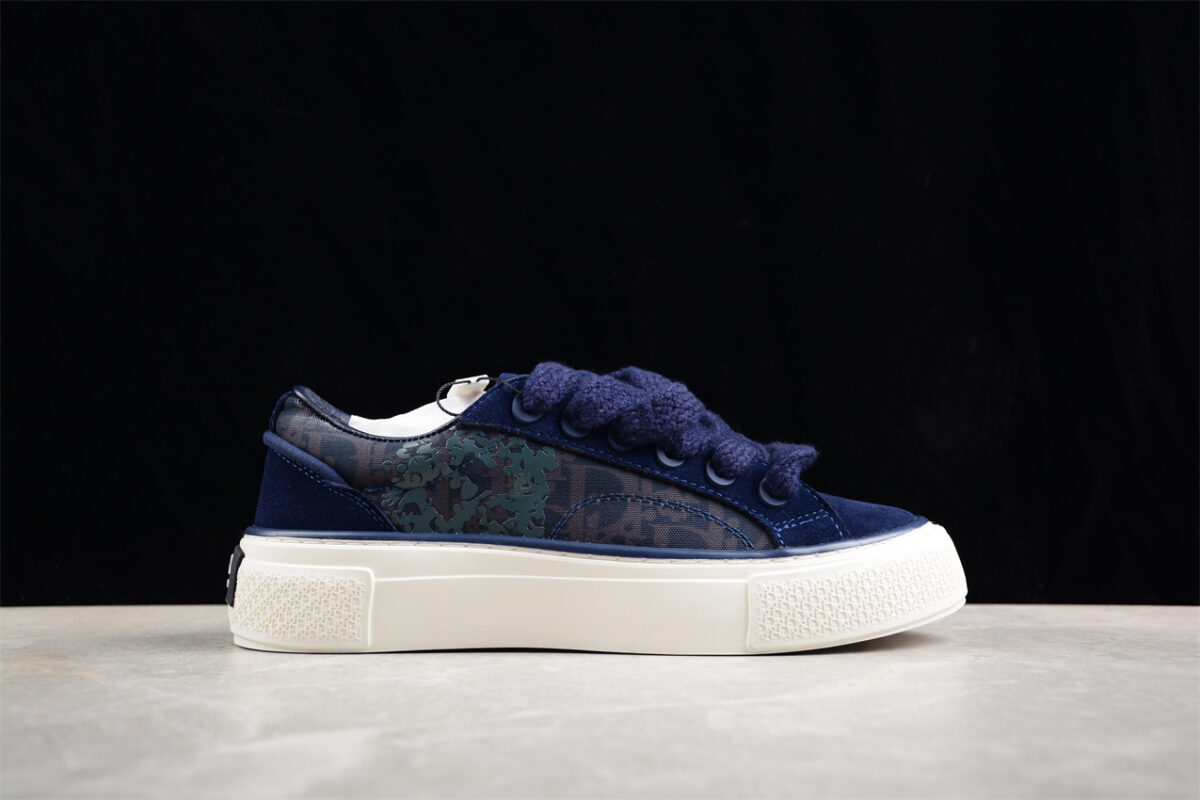 Dior B23 Oblique Low-Top Sneaker – Navy Suede with Camouflage Monogram