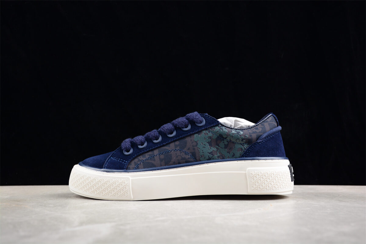 Dior B23 Oblique Low-Top Sneaker – Navy Suede with Camouflage Monogram