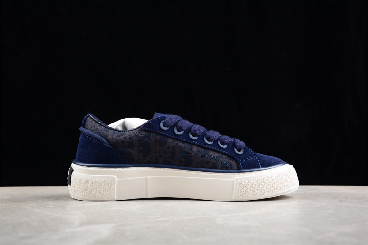 Dior B23 Oblique Low-Top Sneaker – Navy Suede with Camouflage Monogram