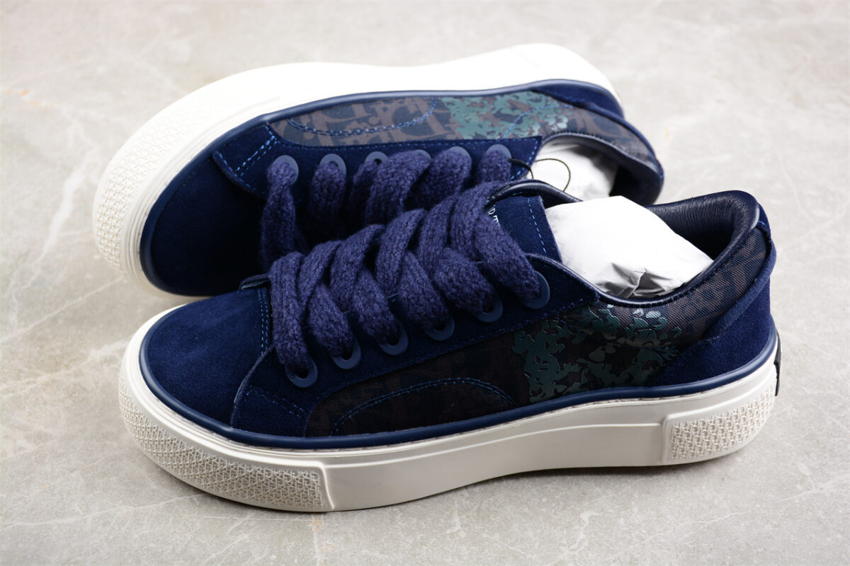 Dior B23 Oblique Low-Top Sneaker – Navy Suede with Camouflage Monogram