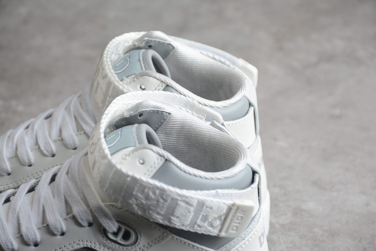 Dior B27 Mid-Top Sneaker – White Leather & Oblique Jacquard