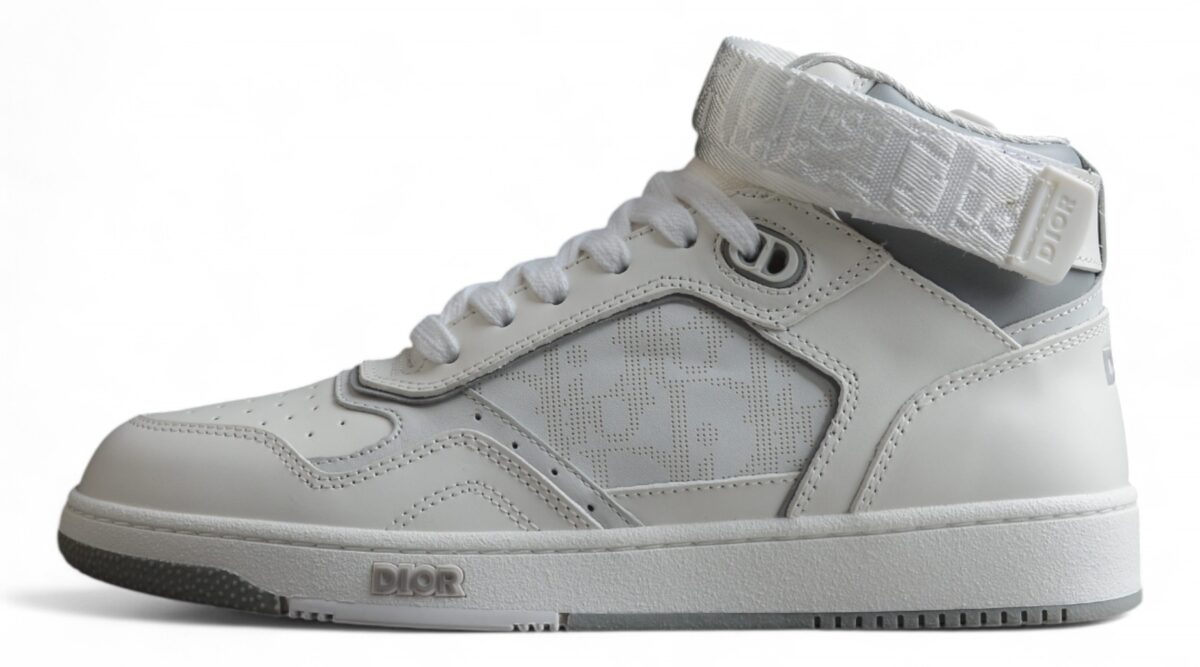 Dior B27 Mid-Top Sneaker – White Leather & Oblique Jacquard