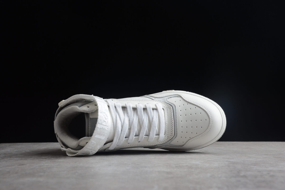 Dior B27 Mid-Top Sneaker – White Leather & Oblique Jacquard