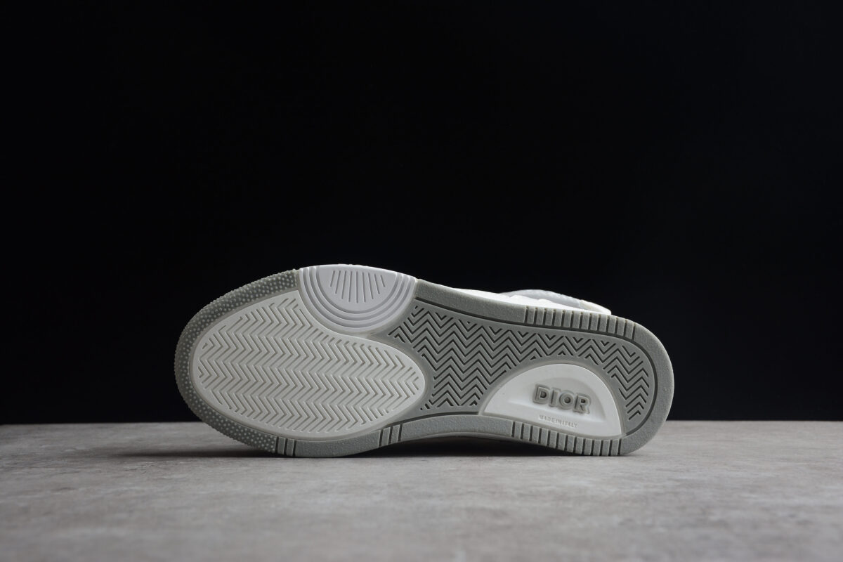 Dior B27 Mid-Top Sneaker – White Leather & Oblique Jacquard