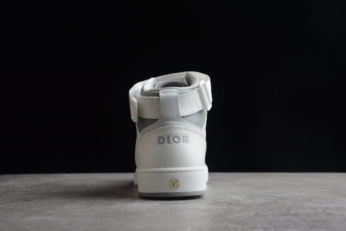Dior B27 Mid-Top Sneaker – White Leather & Oblique Jacquard