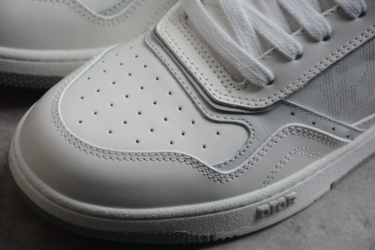 Dior B27 Mid-Top Sneaker – White Leather & Oblique Jacquard