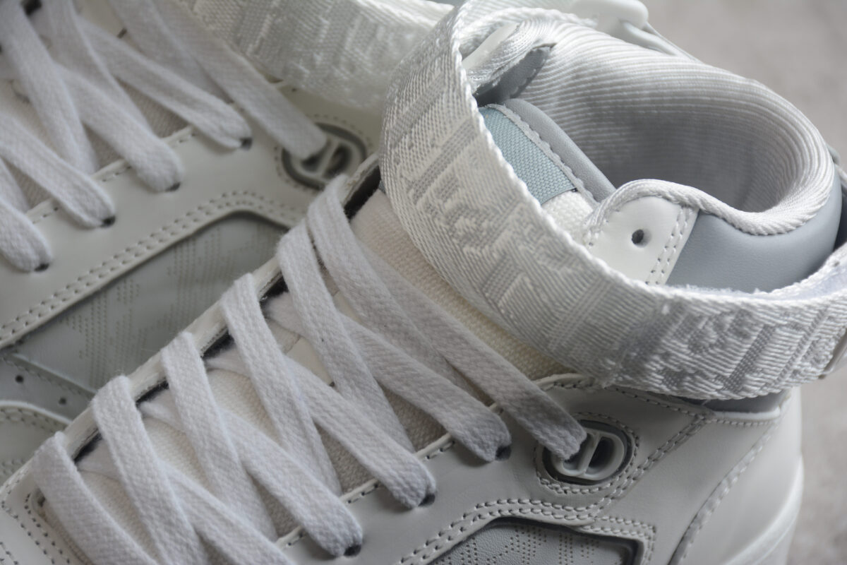 Dior B27 Mid-Top Sneaker – White Leather & Oblique Jacquard