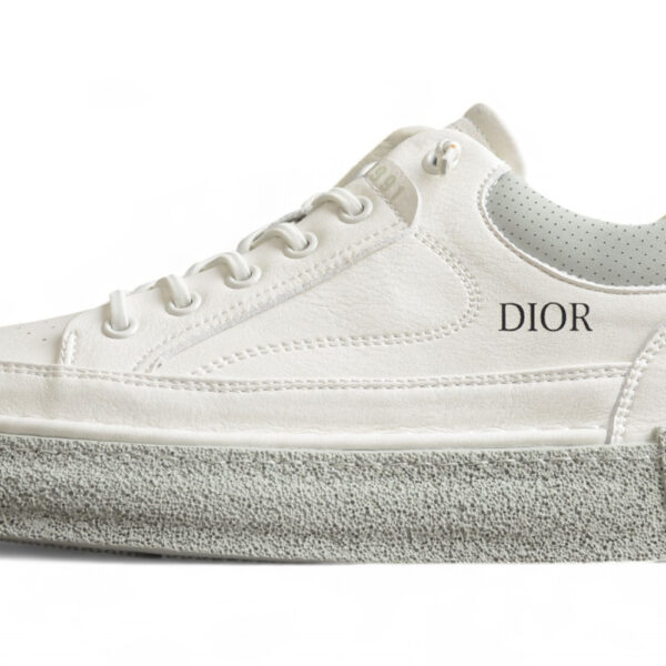 Dior B30 Low-Top Sneaker – White Leather with Grey Sole