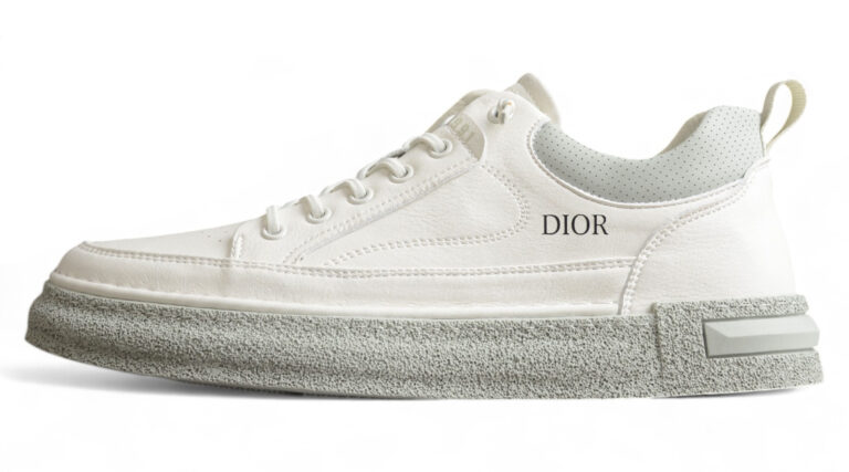 Dior B30 Low-Top Sneaker – White Leather with Grey Sole