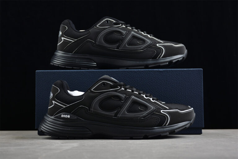 Dior B30 Sneaker – Black Mesh and Leather with Reflective Detailing