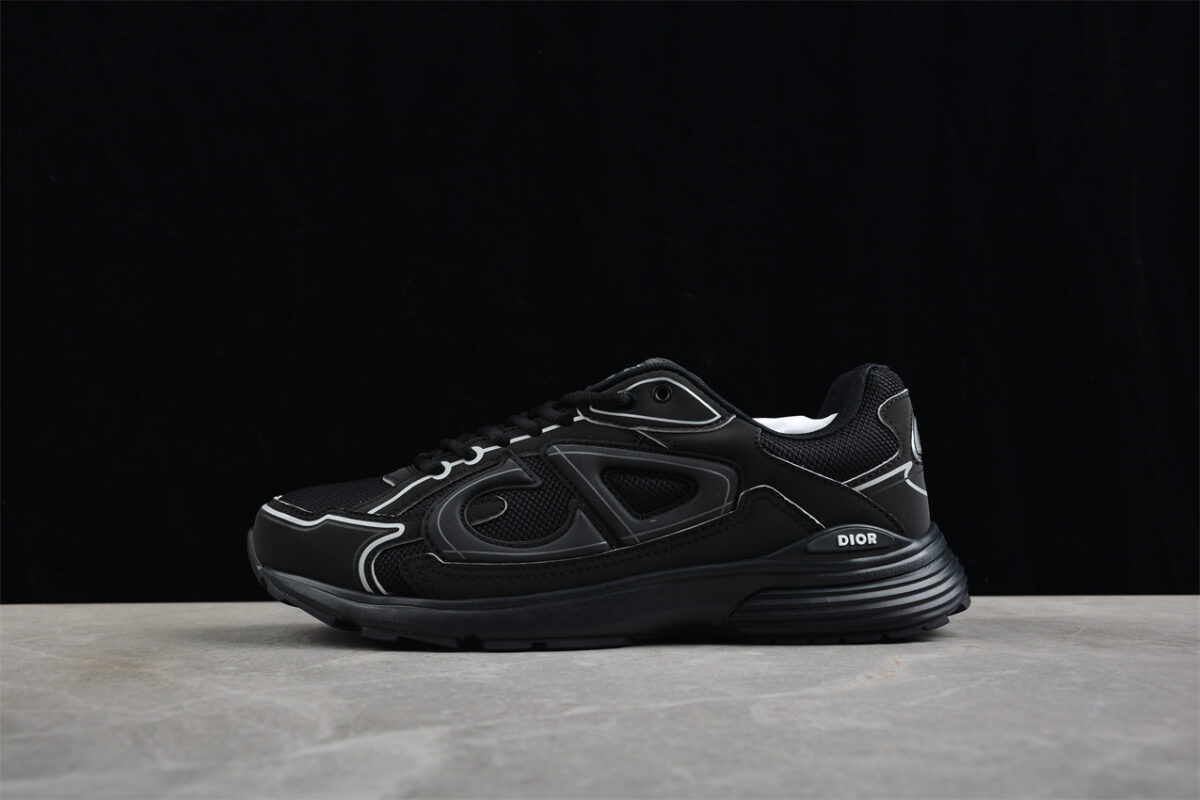 Dior B30 Sneaker – Black Mesh and Leather with Reflective Detailing