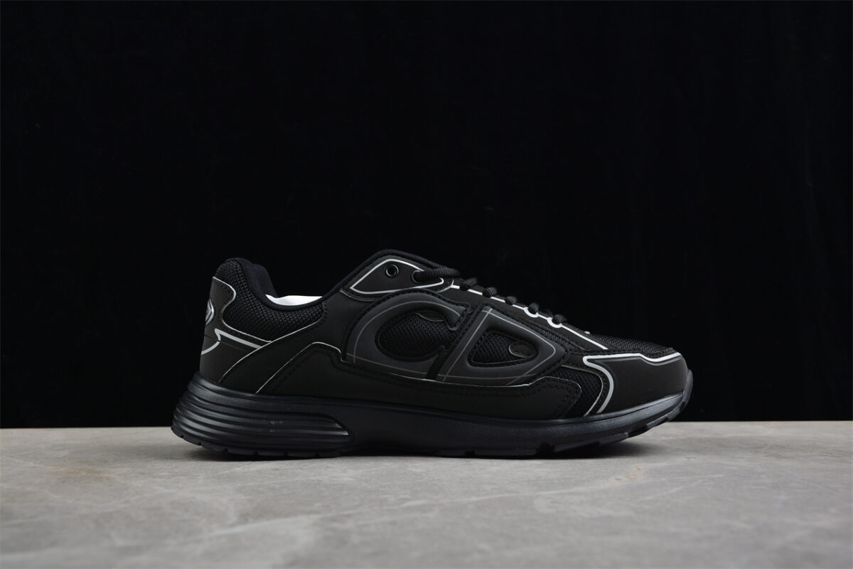 Dior B30 Sneaker – Black Mesh and Leather with Reflective Detailing