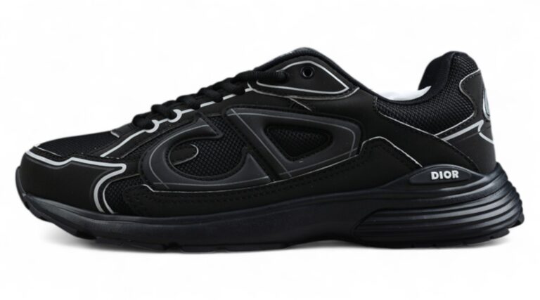 Dior B30 Sneaker – Black Mesh and Leather with Reflective Detailing