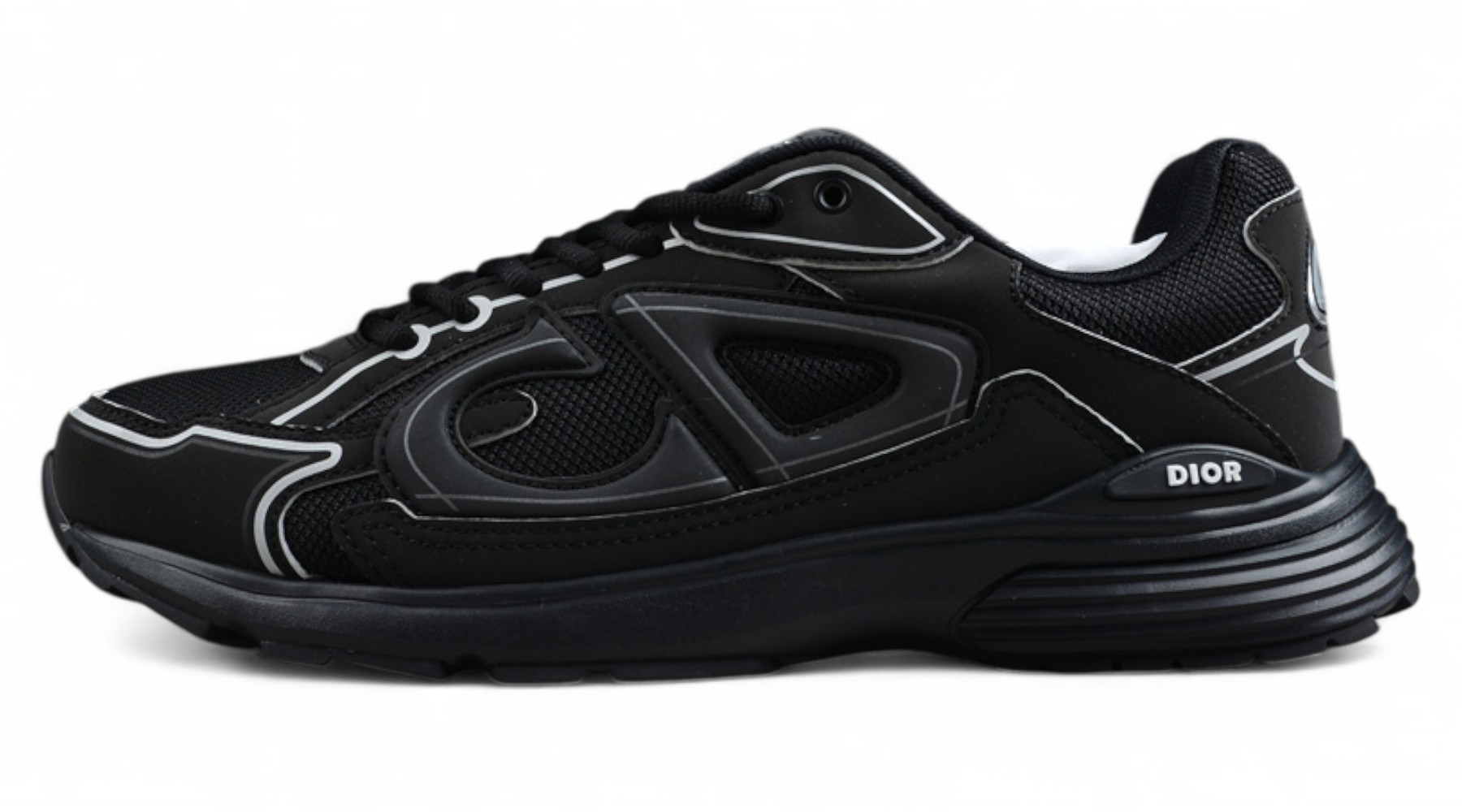 Dior B30 Sneaker – Black Mesh and Leather with Reflective Detailing