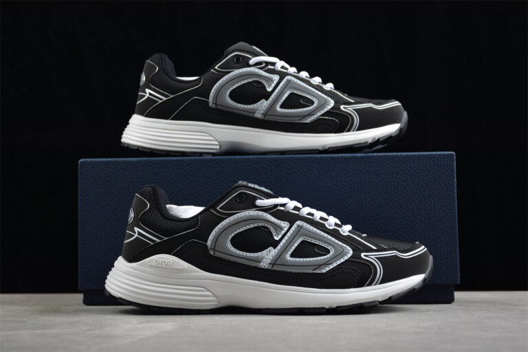 Dior B23 Oblique Low-Top Sneaker – Black with Gum Sole (Copy)
