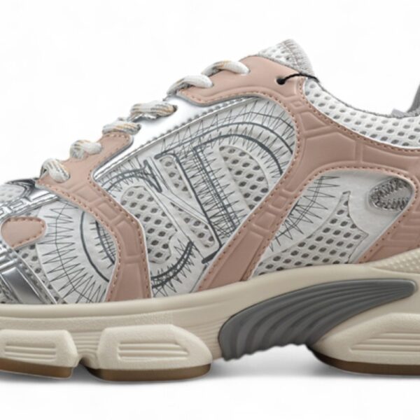 Dior B30 Sneaker – White Mesh with Beige and Silver Accents