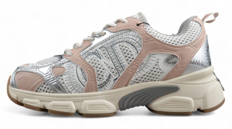 Dior B30 Sneaker – White Mesh with Beige and Silver Accents