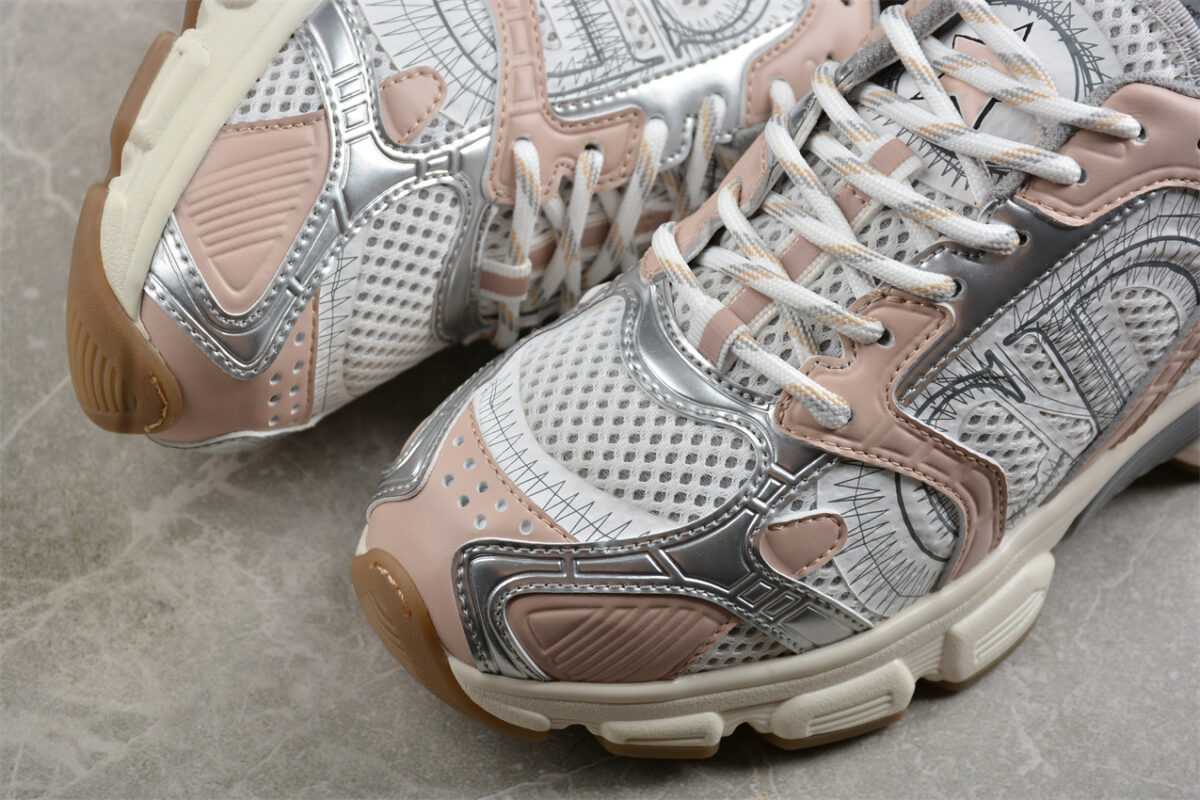 Dior B30 Sneaker – White Mesh with Beige and Silver Accents