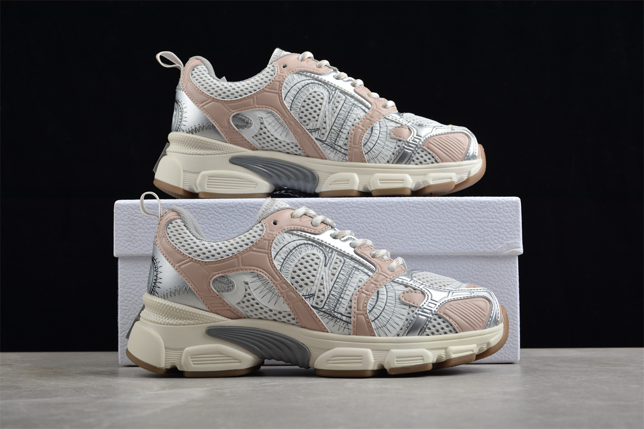 Dior B30 Sneaker – White Mesh with Beige and Silver Accents