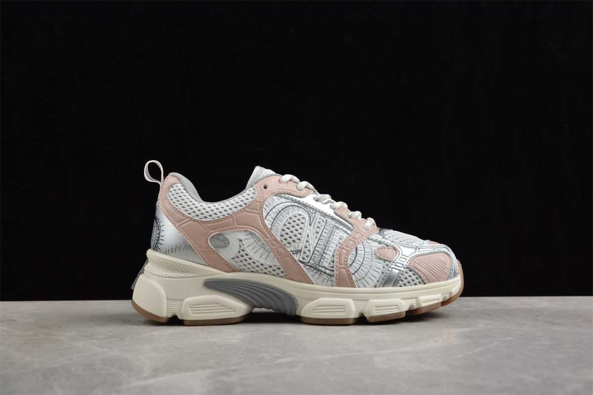 Dior B30 Sneaker – White Mesh with Beige and Silver Accents