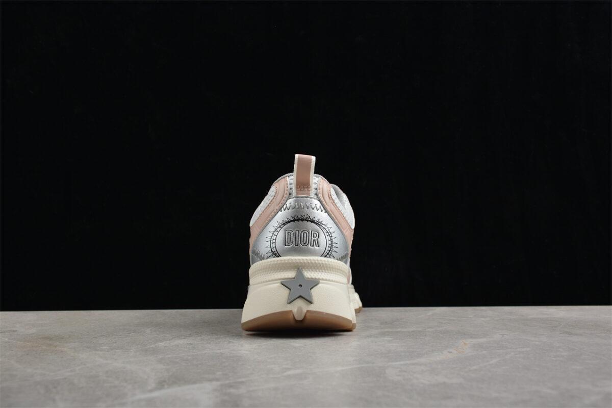 Dior B30 Sneaker – White Mesh with Beige and Silver Accents