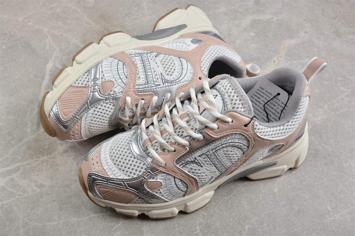 Dior B30 Sneaker – White Mesh with Beige and Silver Accents