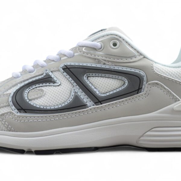 Dior B30 Sneaker – White Mesh with Grey and Silver Overlays