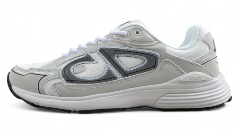 Dior B30 Sneaker – White Mesh with Grey and Silver Overlays