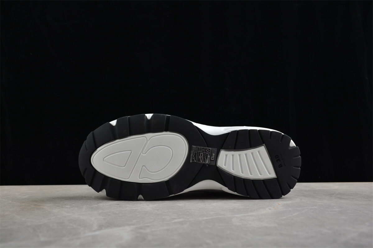 Dior B30 Sneaker – White Mesh with Grey and Silver Overlays