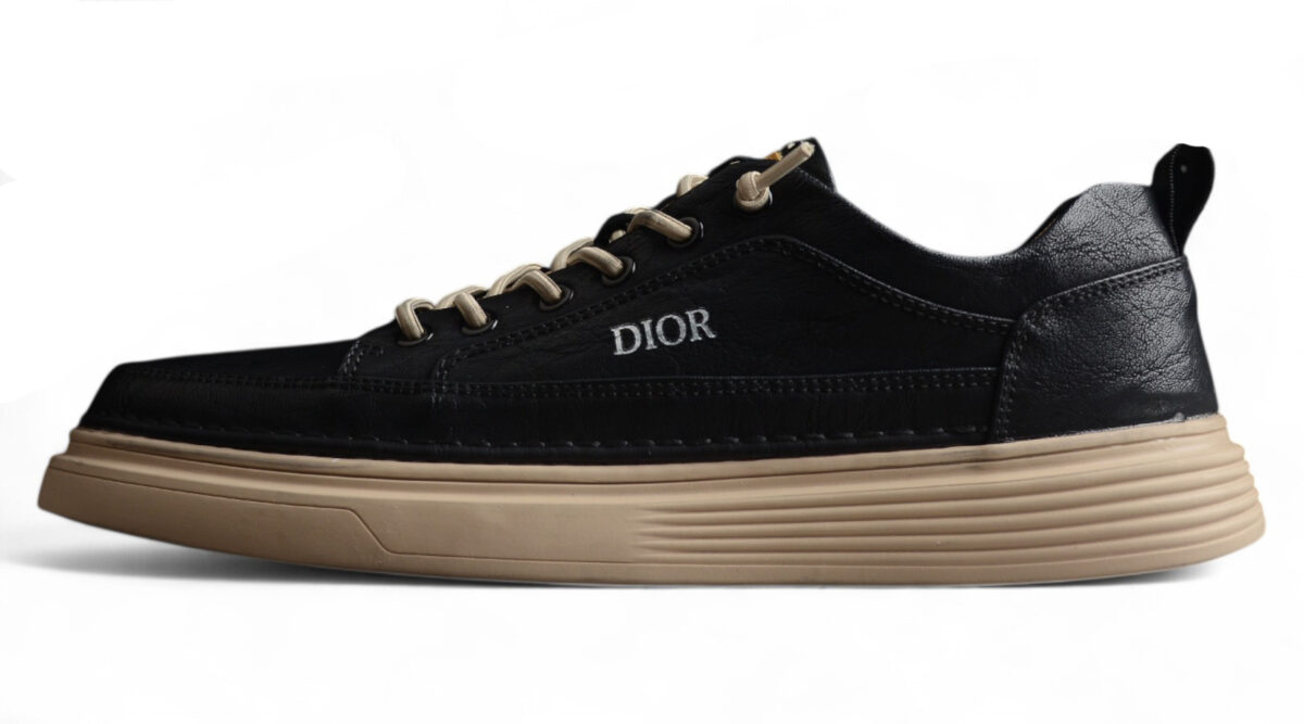 Dior Leather Low-Top Sneaker – Black/Beige