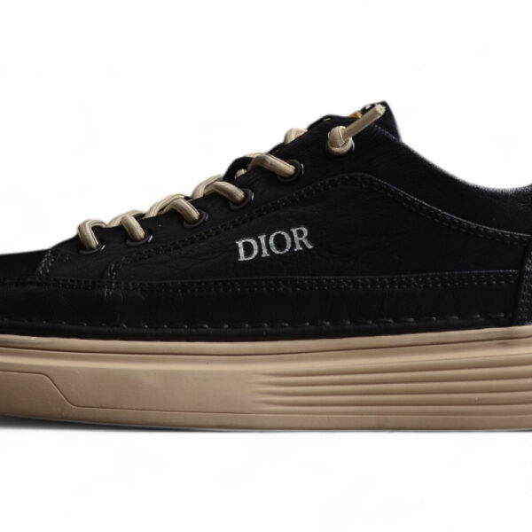 Dior Leather Low-Top Sneaker – Black/Beige